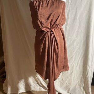 Express Strapless Dress in Rich Brown